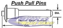 Push Pull Pins T-Handle 3/8" Diameter, 3.000 Grip, Overall Length 4.760"